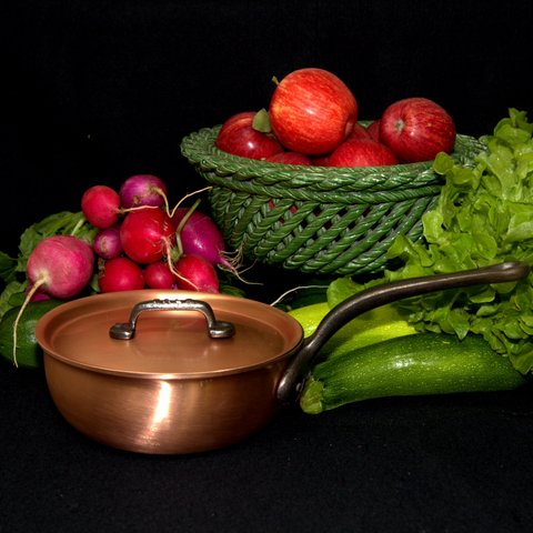 Falk copper pot with Autumn produce